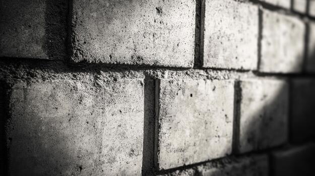 Gray Concrete Brick Wall With Natural Lighting Creating Shadows photo