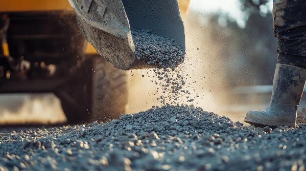Excavator Unloading Gravel at a Construction Site During the Daytime photo