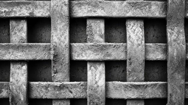 Woven Texture Shows Old Metal Bars Overlapping in Monochrome Design photo