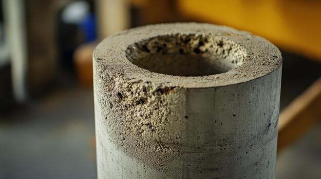 Concrete Cylinder Specimen Shows Rough Texture in Studio photo