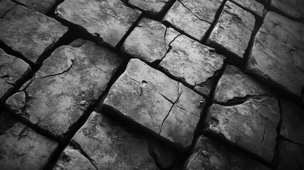 Close View of Textured Gray Stone Wall Shows Cracks and Rough Surface photo