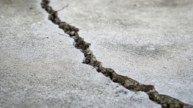 Concrete Surface Showing a Long, Deep Fracture in the Material photo