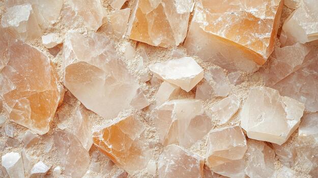 Rose Quartz Pieces and Small Fragments Scattered Together on a Surface photo