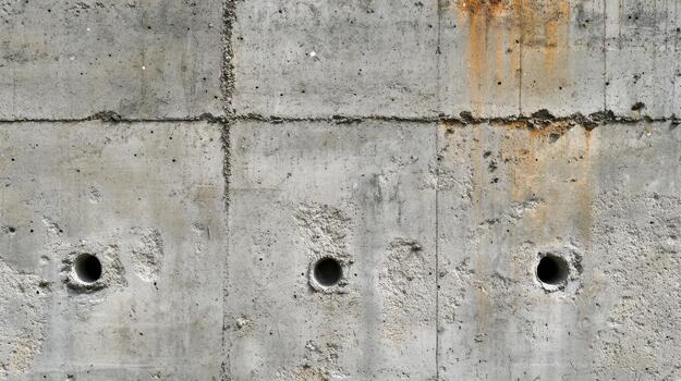Old Textured Concrete Wall With Holes and Rust Marks photo