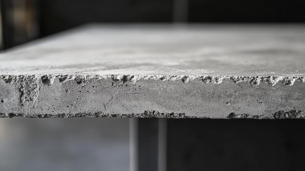 Close View of Grey Concrete Surface Shows Rough Edge and Smooth Plane photo