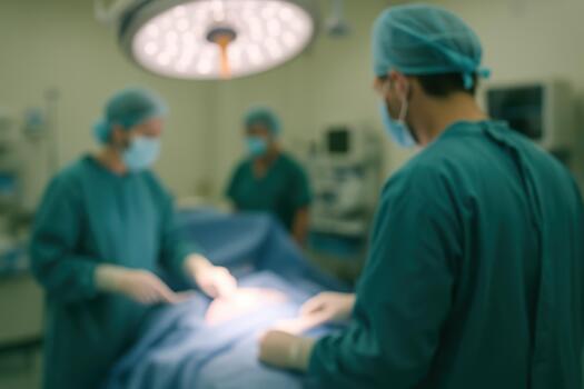 Surgeons Performing Procedure in Operating Room, Attending to Patient photo