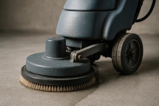 Floor Cleaning Machine Scrubbing Surface at Indoor Location, Daytime photo