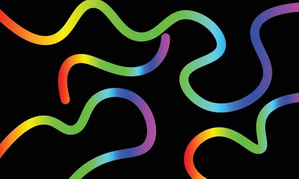 Vibrant multicolored wavy lines creating an abstract and dynamic pattern, symbolizing energy and fluidity on display. vector