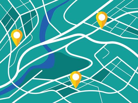 Navigation, city map gps route, path navigation vector