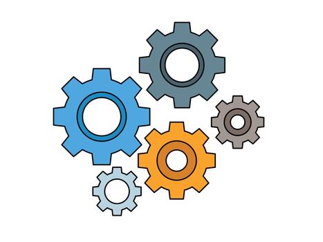 Multiple interlocking gears in various sizes, teamwork, industrial, engineering vector