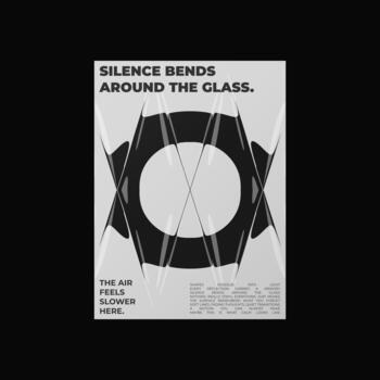 Abstract poster design with letter O and liquid glass distortion and refraction effects. Composition blending typography, reflection, and optical illusion. vector