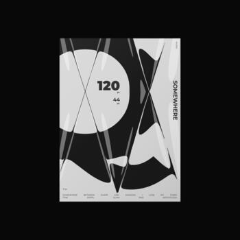 Abstract poster design with letter Q and liquid glass distortion and refraction effects. Composition blending typography, reflection, and optical illusion. vector