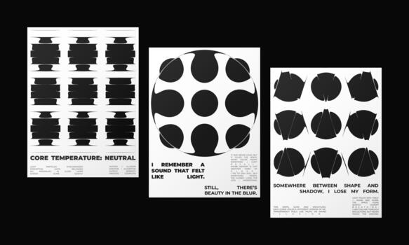 Set of Abstract posters featuring liquid glass distortion and smooth refraction effects. A futuristic composition blending typography, reflection, and optical illusion vector