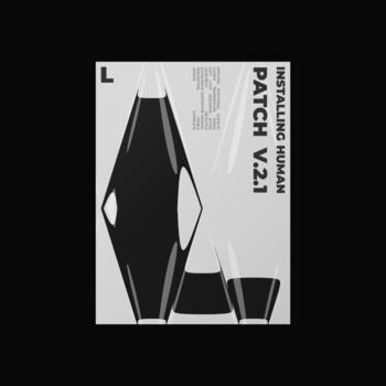 Abstract poster design with letter L and liquid glass distortion and refraction effects. Composition blending typography, reflection, and optical illusion. vector