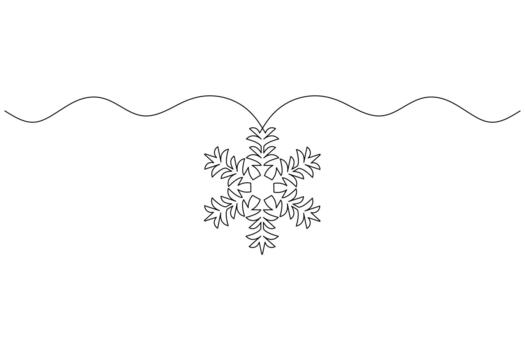 Abstract snowflake minimal one line geometric design vector
