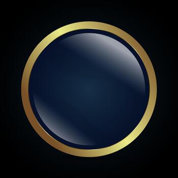 un circulo dorado bandera, botón, símbolo, icono, el botón concepto diseño con oro acariciado alrededor él, y lujo botón diseño vector