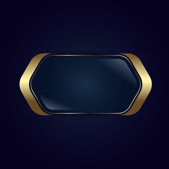 A Golden Premium banner icon with gold Stroked on It, A Luxury Button Design Used for Web UI-UX Concepts on Dark Background vector