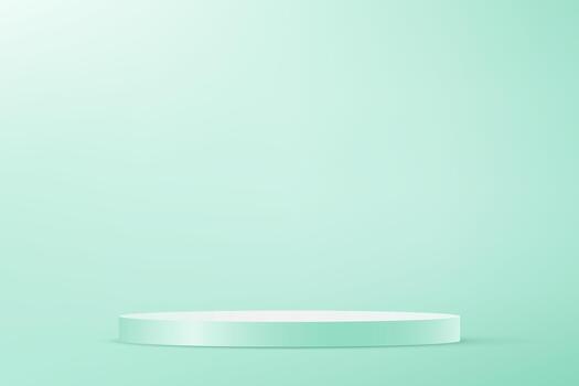 Empty Mint Green studio room background Space for selling products, backdrop, wallpaper, background, text. Empty Room Studio with table. illustration. vector