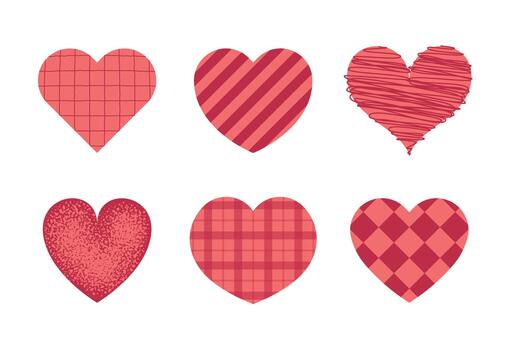 Set of Decorative Hearts with Patterns vector
