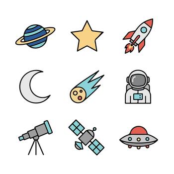 plano conjunto de 9 9 espacio objetos vector