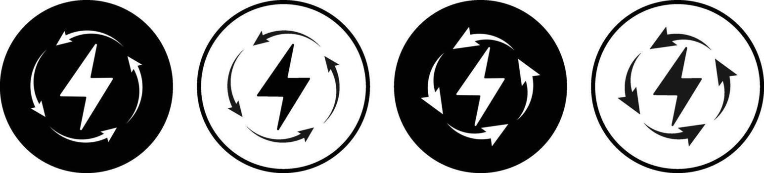 relámpago tornillo con circular flecha icono. eléctrico poder lazo gráfico diseños poder recargar simbolos sistema actualizar y energía lazo firmar vector