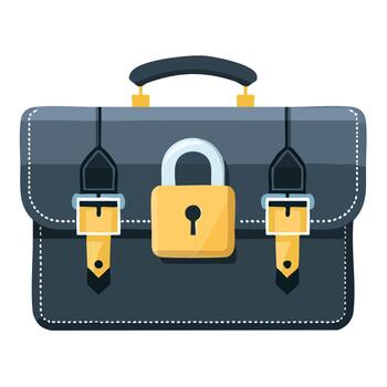 Secure Briefcase with Padlock Representing Business Security and Confidentiality. vector