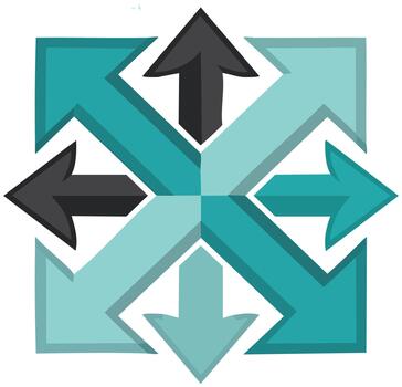 Arrows Pointing in Multiple Directions within a Square Frame. vector