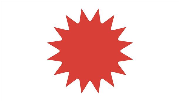 Red starburst shape with sharp points on a white background abstract vector