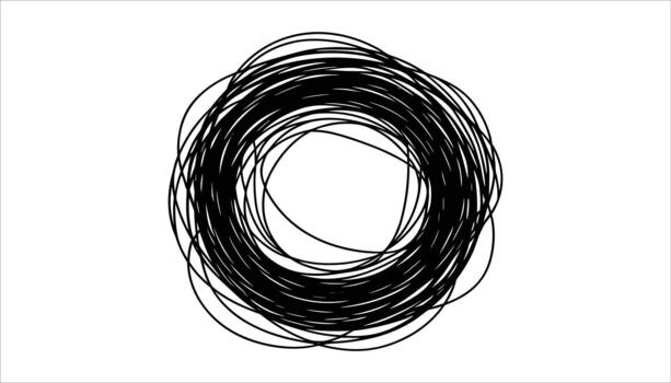 Black scribbled circular pattern on a white background abstract graphic circle vector