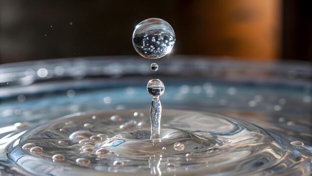 Water droplets create mesmerizing patterns in a ripple effect at a calm surface photo