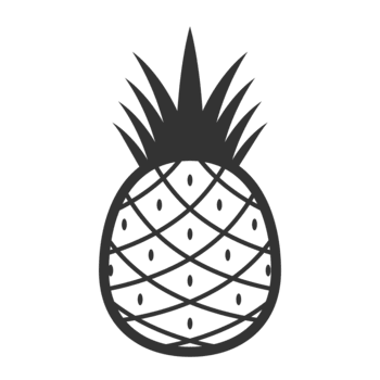 A simple black and white line art illustration of a pineapple Ideal for designs that require a minimalist and modern touch, this image is perfect for various creative projects and digital applications png