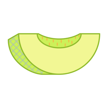 un' semplice piatto stile illustrazione di un' fetta di melata melone il Immagine ha un' pulire, moderno design e Caratteristiche un' leggero verde scorza con un' crosshatch modello, un' pallido verde carne, e piccolo abbronzatura semi png
