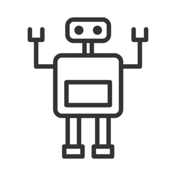 en minimalistisk linje teckning illustration av en robot karaktär, terar enkel former och en rena design, perfekt för olika kreativ projekt png