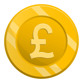 un' semplice piatto stile illustrazione di un' d'oro libbra moneta moneta con leggero diagonale banda modello su il bordo di il moneta. png