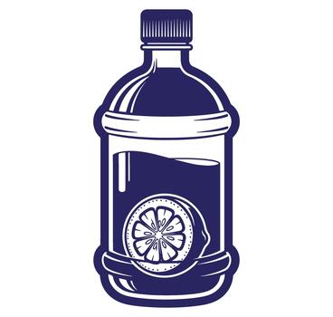 Stylized illustration of a refreshing lemon drink bottled for summer refreshment and hydration. vector