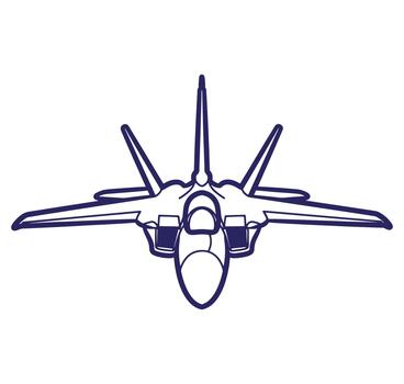 Simple illustration of a fighter jet from a front view against white background vector