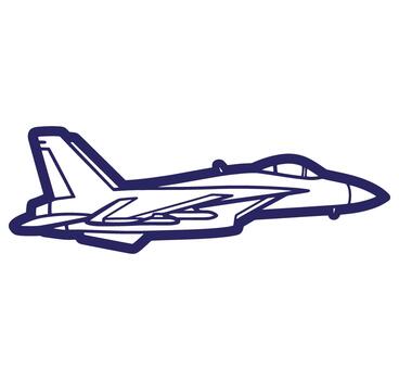 illustration of a modern fighter jet with its distinctive shape and design in blue. vector