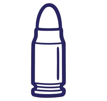 Simple illustration of a single bullet in a clean minimalist outline style vector