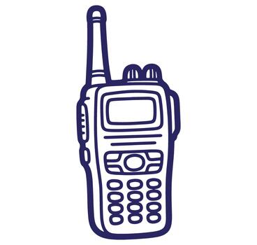 illustration of a two-way radio with antenna in a simple line art style vector
