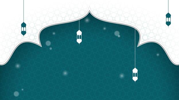 Green white Islamic background design with lantern. background template design for event campaign vector