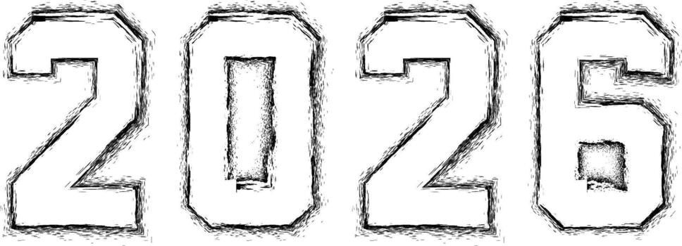 Grunge Style Numerals Forming the Year 2026 Future Perspective Design Element vector