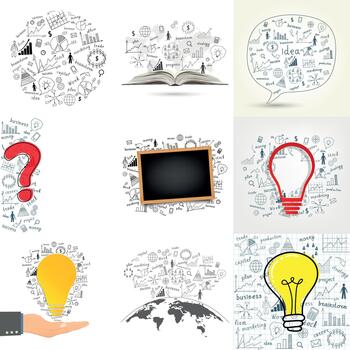 A collection of business infographic templates. Hand-drawn set of charts and graphs, business strategy. vector