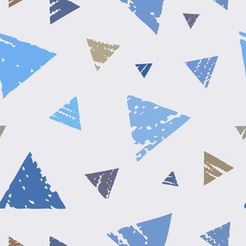 Scattered distressed triangles pattern in beige and blue tones ideal for calm companion design for home bedding vector