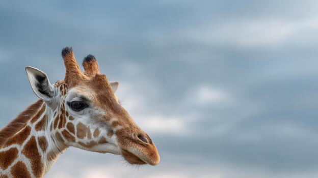 A giraffe with a cloudy sky background photo