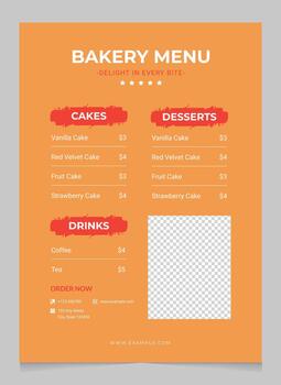 Modern Bakery Menu Template Editable Food Menu Design Cafe and Dessert Menu Layout vector