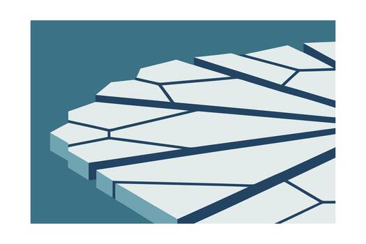 Abstract Geometric Fragmented Surface in Teal broken vector