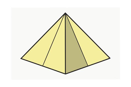 Simple Yellow Pyramid Geometric Shape with Outline object vector