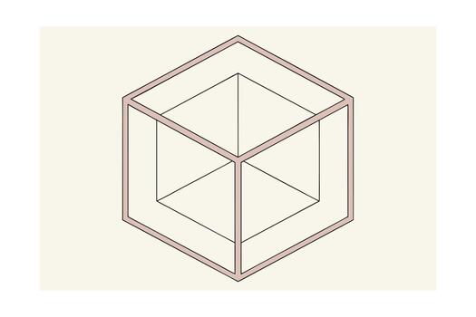 Wireframe Cube with Inner Divisions Light vector