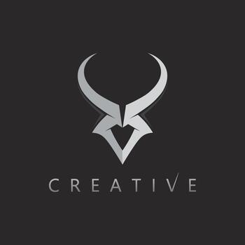 Dynamic bull horn logo mark with sharp edge elements for energetic brand image vector