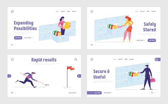 archivo documentos almacenamiento, empresario alcanzar apuntar, negocio administración aterrizaje página modelo colocar. oficina gerentes buscando docs en gabinete cajón, negocio objetivo. dibujos animados ilustración vector